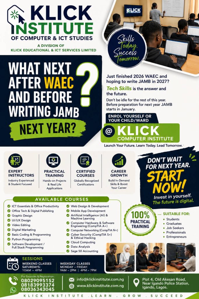 Best Holiday Computer Training in Igando: ICT, Coding, AI & Digital Skills for Fresh WAEC Graduates and Secondary School Students after waec & summer coaching